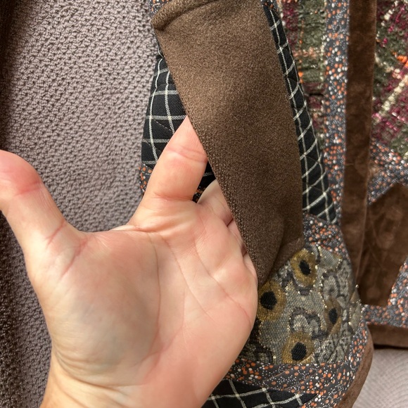 Koos Van Den Akker Vintage Patchwork Coat Wool Sz 10 Brown Floral Boho 70’s - Picture 11 of 16